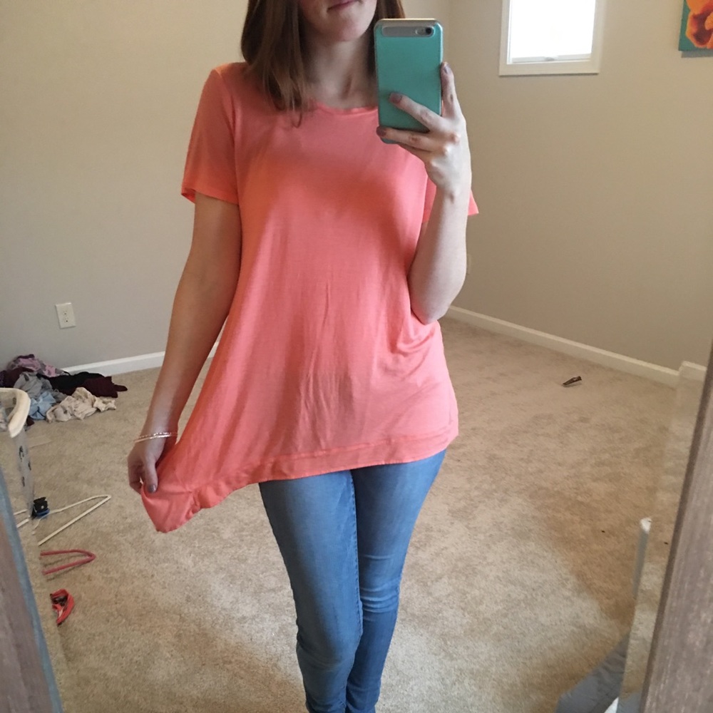 Coral waterfall hem top